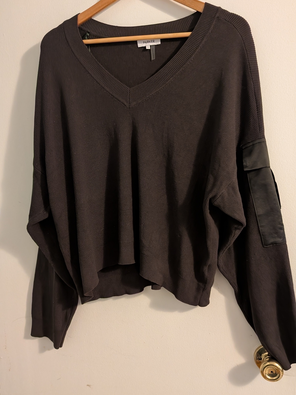 Parker Women's Black V-Neck Oversized Sweater Top